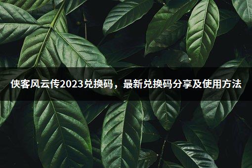 侠客风云传2023兑换码，最新兑换码分享及使用方法-1